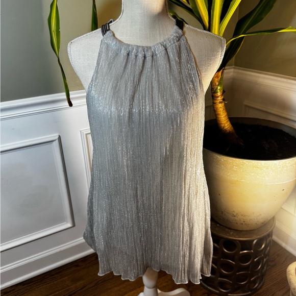 Alfani women’s size medium sleeveless silver blouse with metal hardware. - Picture 1 of 12